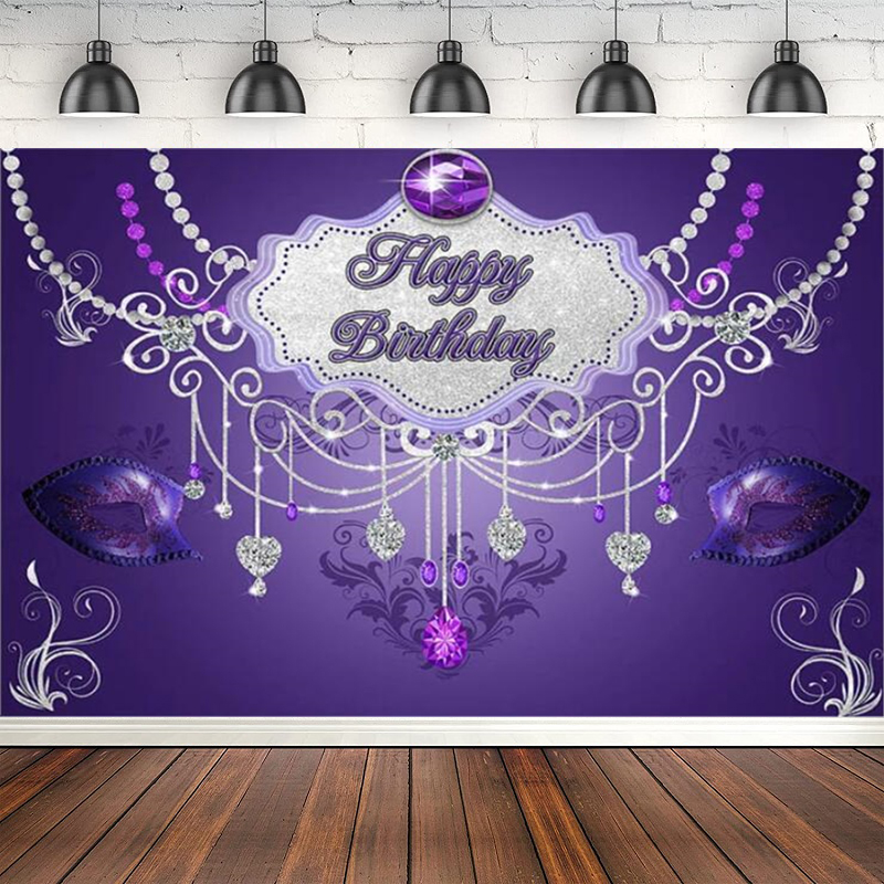 Dessert Table Backdrop - Mor Maske Temalı Doğum Günü Partisi