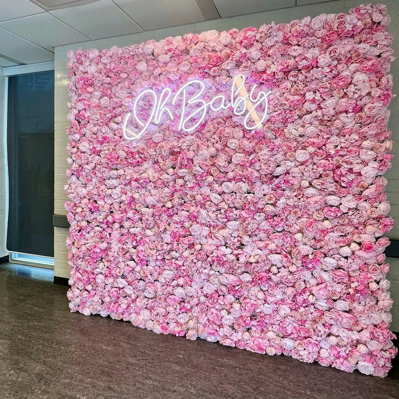 Flower Wall Panel - Noel dekorasyon için mor pembe yapay