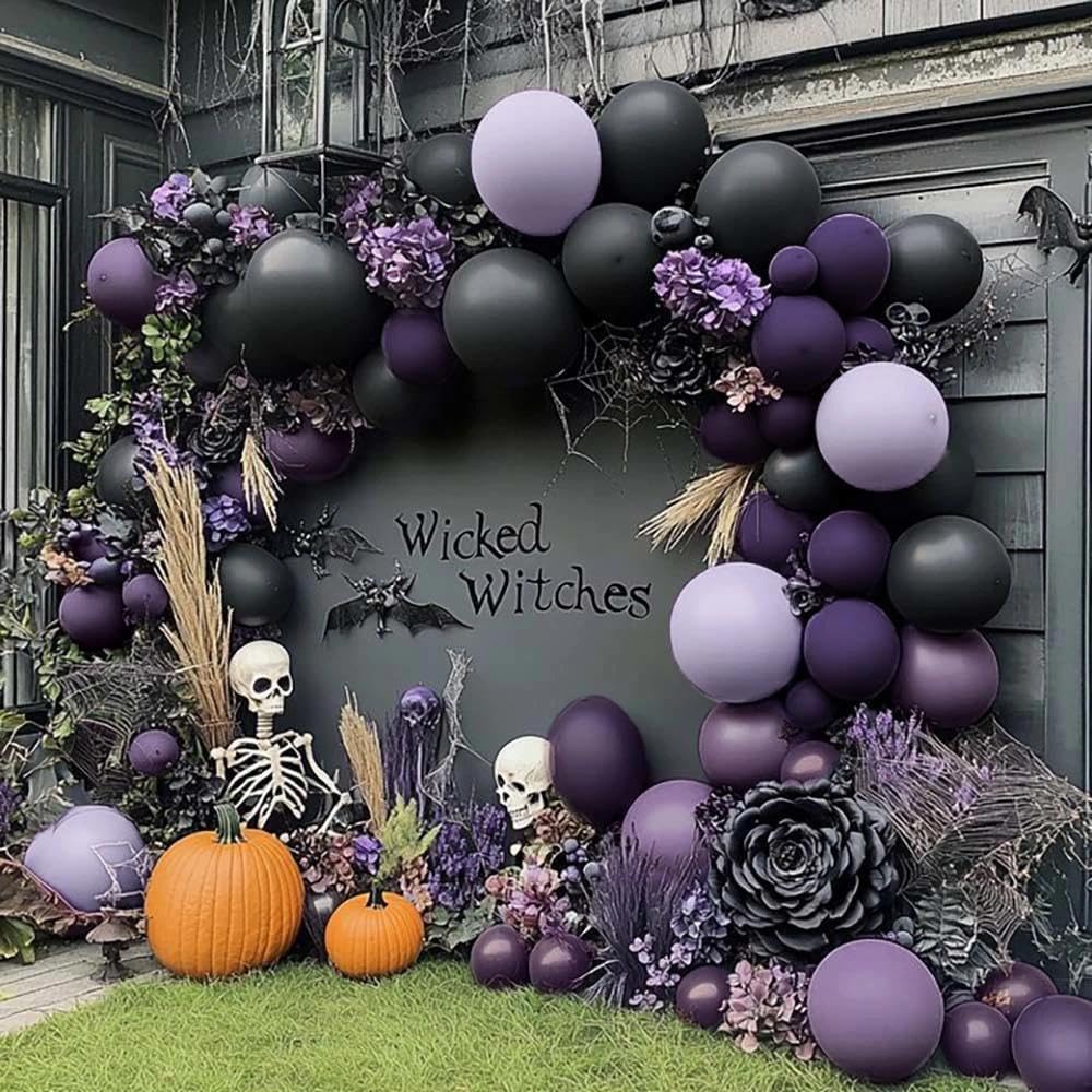 Balloon Arch Kit - Siyah Mor Balon Kemer Seti Çift